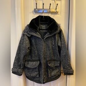 SUPERDRY Wool Blend Faux Fur Fleece Winter Parka Jacket Coat